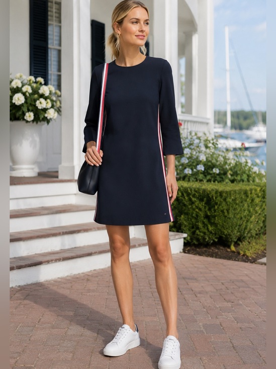 Tommy Hilfiger Dresses & Skirts - TOMMY HILFIGER NAVY LOGO STRIPED SHIFT DRESS SZ S